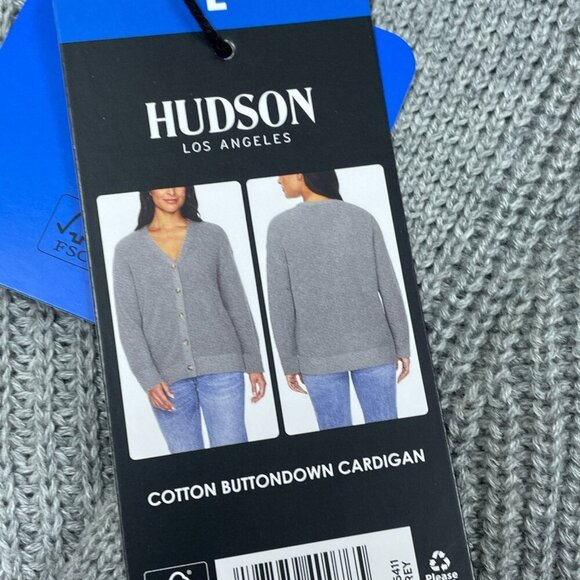 Hudson Los Angeles Gray Cotton Buttondown Cardigan L NWT 6522 - Picture 3 of 8